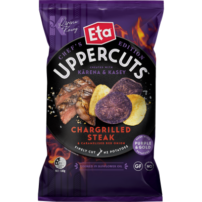 Eta Uppercuts Chef's Edition Chargrilled Steak & Caramelised Red Onion Potato Chips 130g