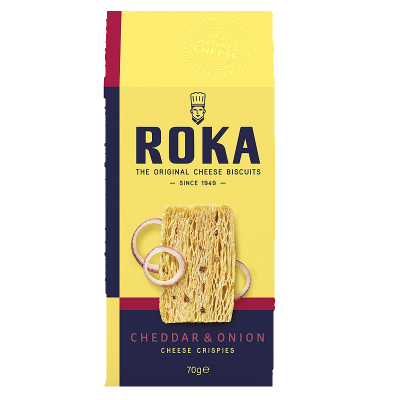 Roka Cheddar & Onion Cheese Crispies 70g