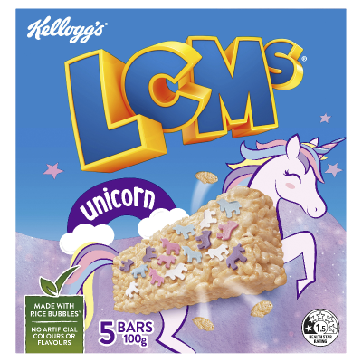 Kellogg's LCMs Unicorn Rice Bubble Bars 100g