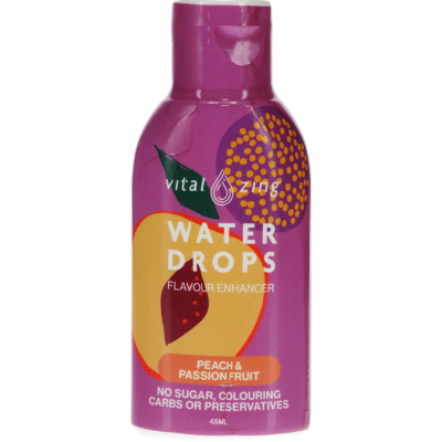 Vital Zing Water Drops Peach & Passionfruit Flavour Enhancer 45ml