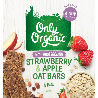 Only Organic Strawberry & Apple Oat Bars Kindy 1+ Years 6 x 20g