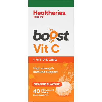 Healtheries Boost Vitamin D & Zinc Orange Flavour Effervescent Tablets 40pk