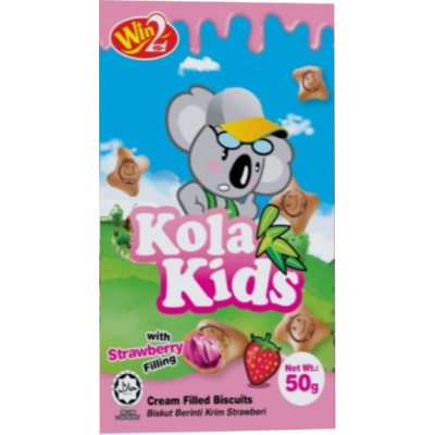 WIN2 Kola Kids Strawberry Filling Biscuits 50g