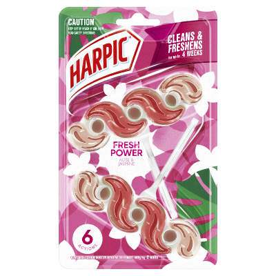 Harpic Fresh Power Rose & Jasmine Toilet Block Cleaner 2pk