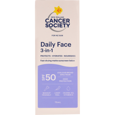 Cancer Society 3-in-1 Daily Face Sunscreen SPF50 75ml