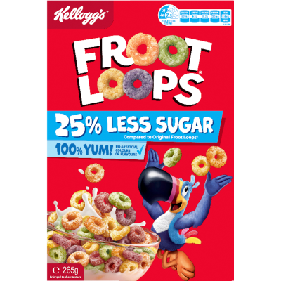 Kellogg's Froot Loops 25% Less Sugar Breakfast Cereal 265g