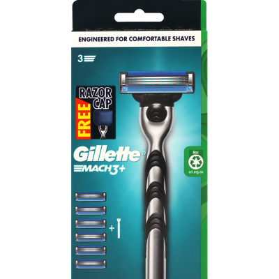 Gillette Mach3+ Razor with 6 Cartridges 1pk