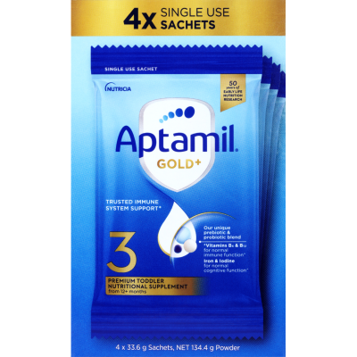Aptamil Gold+ 3 From 12+ Months Premium Toddler Nutritional Supplement 4 x 33.6g