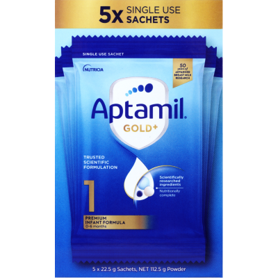 Aptamil Gold+ 1 0-6 Months Premium Infant Formula 5 x 22.5g