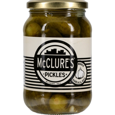 McClures Pickles Whole Garlic & Dill Gherkins 500g