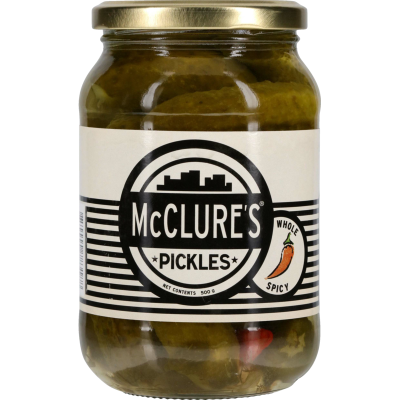 McClures Pickles Whole Spicy Gherkins 500g