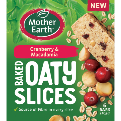 Mother Earth Cranberry & Macadamia Baked Oaty Slices 6 x 40g