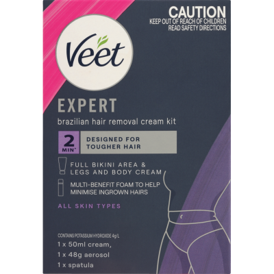 Veet Expert Brazillian Hair Removal Cream Kit 1pk