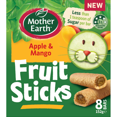 Mother Earth Apple and Mango Fruit Sticks 8 x 19g