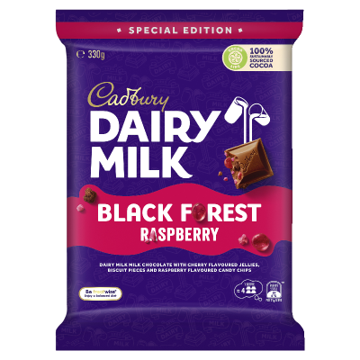 Cadbury Black Forest Raspberry Chocolate Block 330g