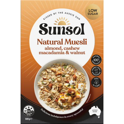 Sunsol Almond Cashew Macadamia & Walnut Natural Muesli 500g