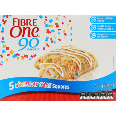 Fibre One Birthday Cake Squares Snack Bar 5 x 24g