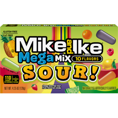 Mike and Ike Mega Mix Sour 10 Flavors Chewy Candies 120g