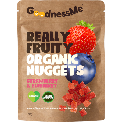 GoodnessMe Really Fruity Strawberry & Blueberry Organic Nuggets Fruit Snack 50g