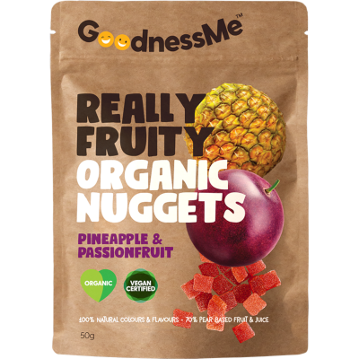 GoodnessMe Really Fruity Pineapple & Passionfruit Organic Nuggets Fruit Snack 50g