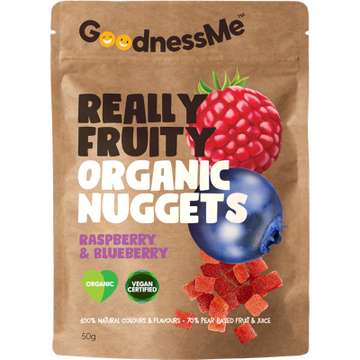GoodnessMe Really Fruity Raspberry & Blueberry Organic Nuggets Fruit Snack 50g