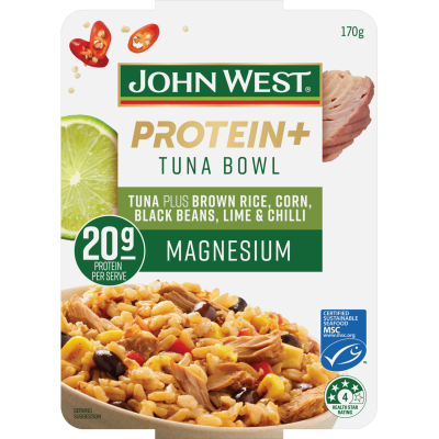 John West Protein+ Brown Rice Corn Black Beans Lime & Chilli Tuna Bowl 170g