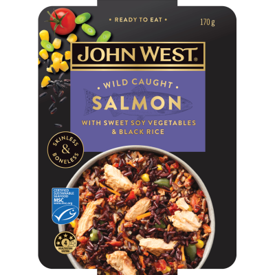 John West Wild Caught Salmon With Sweet Soy Vegetables & Black Rice 170g