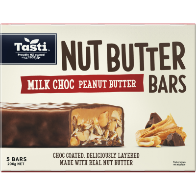 Tasti Milk Choc Peanut Butter Nut Butter Bars 200g