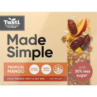 Tasti Made Simple Tropical Mango Cold Pressed Fruit & Nut Bars 150g