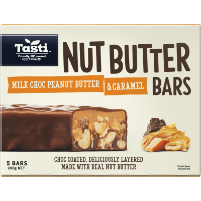 Tasti Milk Choc Peanut Butter & Caramel Nut Butter Bars 5 x 40g