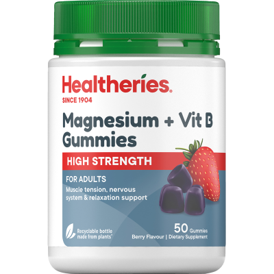 Healtheries Magnesium + Vit B Berry Flavour Gummies 50pk