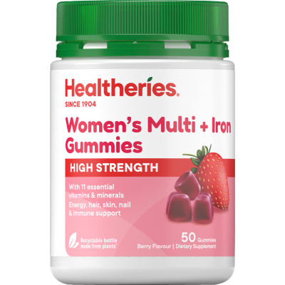 Healtheries Women's Multi + Iron Berry Flavour Gummies 50pk