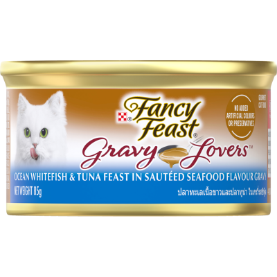 Purina Fancy Feast Adult Gravy Lovers Ocean Whitefish & Tuna Feast Seafood Flavor Gravy Wet Cat Food 85g