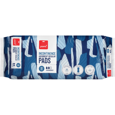 Pams Incontinence Absorbent Regular Pads 18pk