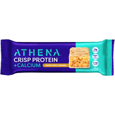 Athena White Choc Caramel Crisp Protein + Calcium Bar 55g