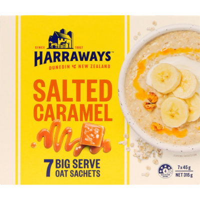 Harraways Salted Caramel Big Serve Oat Sachets 7 x 45g