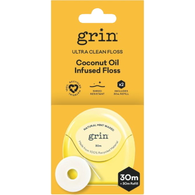 Grin Ultra Clean Dental String Floss & Refill 2 X 30m 2 x 30m