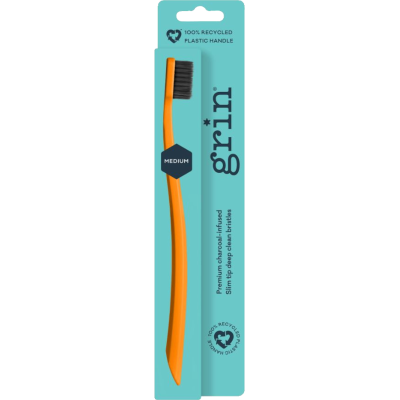 Grin Medium Orange Toothbrush 1pk