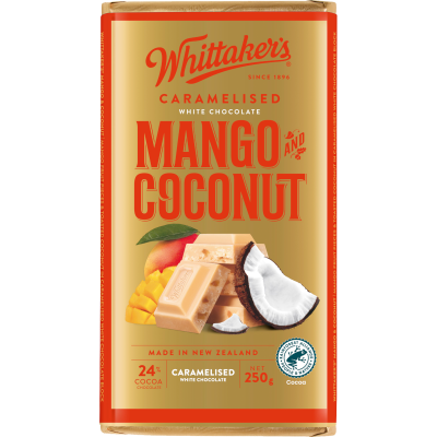 Whittaker's Mango & Coconut 24% Cocoa Caramelised White Chocolate Block 250g