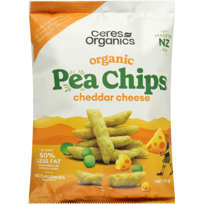 Ceres Organics Cheddar Cheese Pea Chips 100g