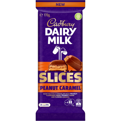 Cadbury Dairy Milk Slices Peanut Caramel Chocolate Block 170g