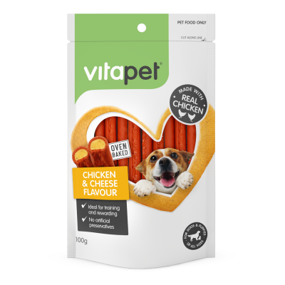 VitaPet Cheese & Chicken Flavour Duo Sticks Dog Treats 100g