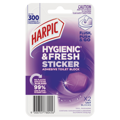 Harpic Hygienic & Fresh Lily Sticker Toilet Block 2pk