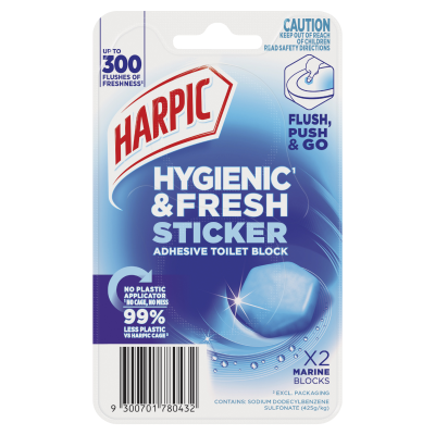 Harpic Hygienic & Fresh Marine Sticker Toilet Block 2pk