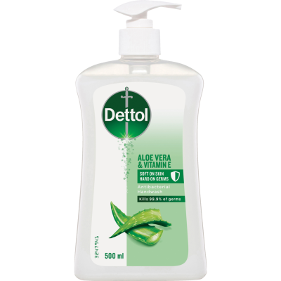 Dettol Aloe Vera & Vitamin E Antibacterial Liquid Hand Wash 500ml