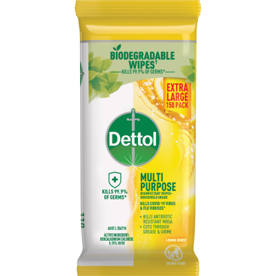 Dettol Lemon Burst Multipurpose Wipes 150pk