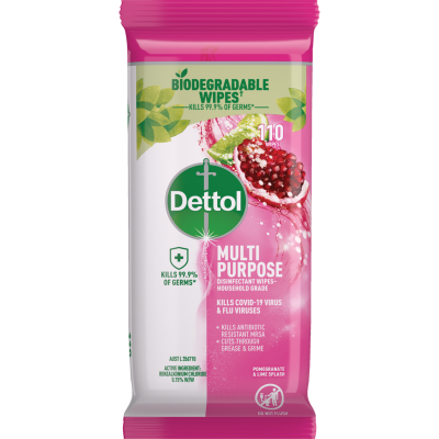 Dettol Pomegranate & Lime Splash Multipurpose Wipes 110pk
