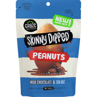 Graze Skinny Dipped Milk Chocolate & Sea Salt Peanuts 340g