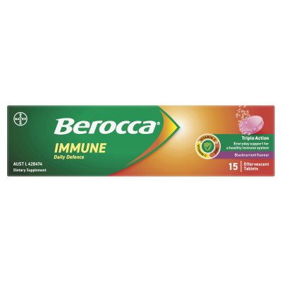 Berocca Immune Daily Defence Blackcurrant Flavour Effervescent Tablets 15pk