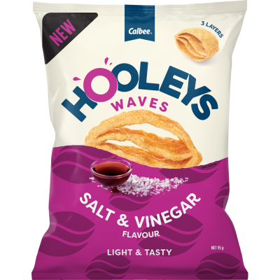 Calbee Hooleys Waves Salt & Vinegar Flavour Chips 95g